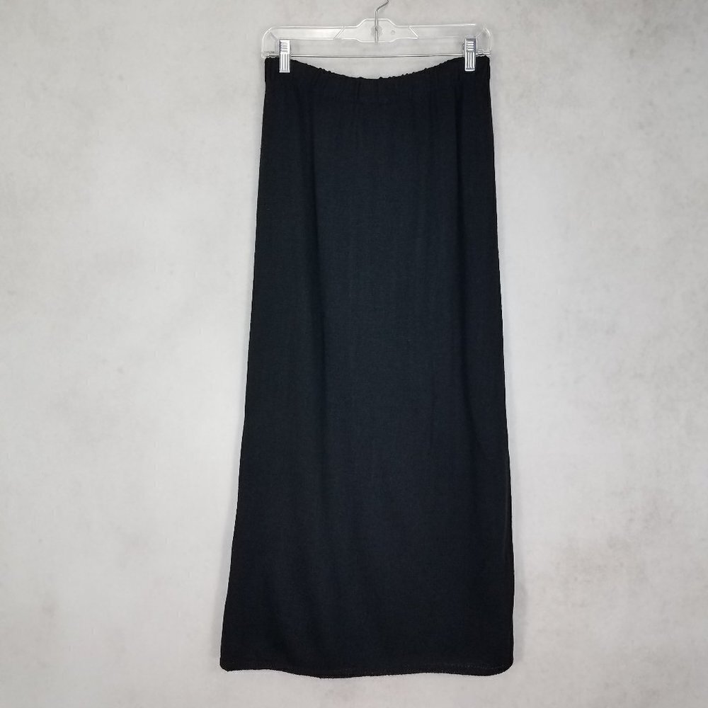 San Remo Basics by Laura Knits Women's Size M Long Straight Black Skirt w Slit